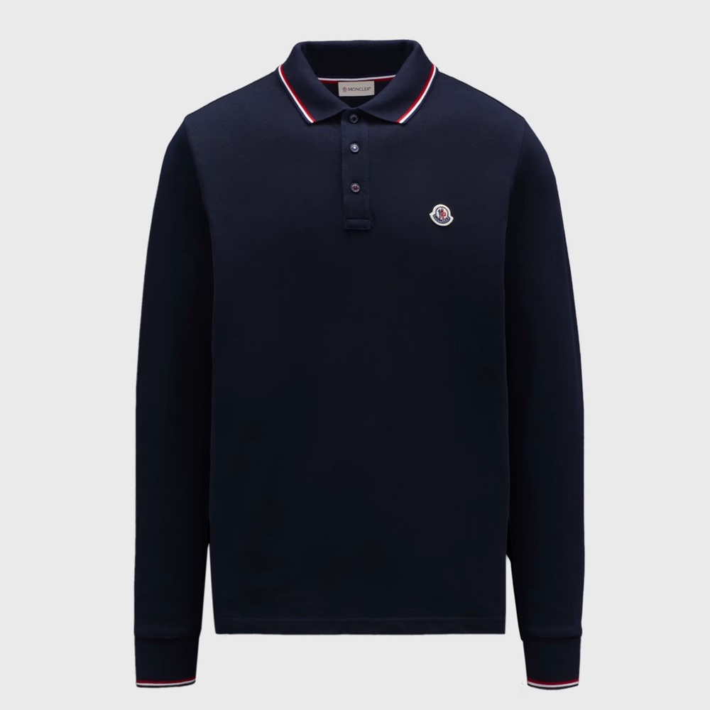 MONCLER — MEN’S NAVY LONG SLEEVE POLO SHIRT